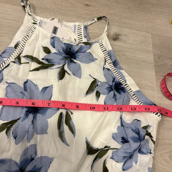 Lulus NWOT Floral Halter lined with Asymmetrical bottom Dress. 100% Cotton. - Picture 8 of 10